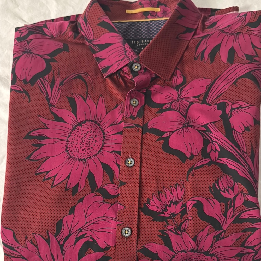 TED BAKER Men's Floral Shirt - Pink/Red